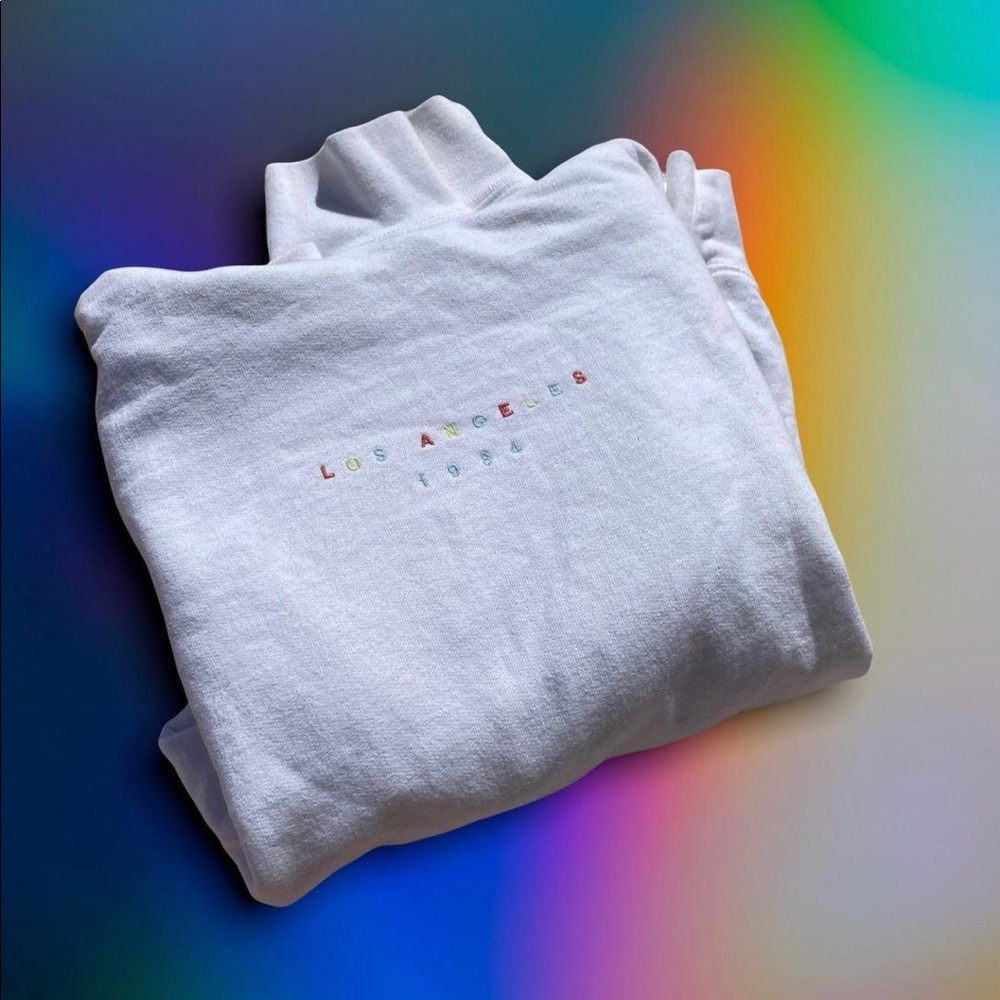 brandy Melville John galt Los Angeles 1984 embroidered white hoodie